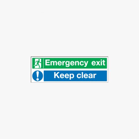 150x450mm Emergency Exit Keep Clear Self Adhesive Plastic Signs