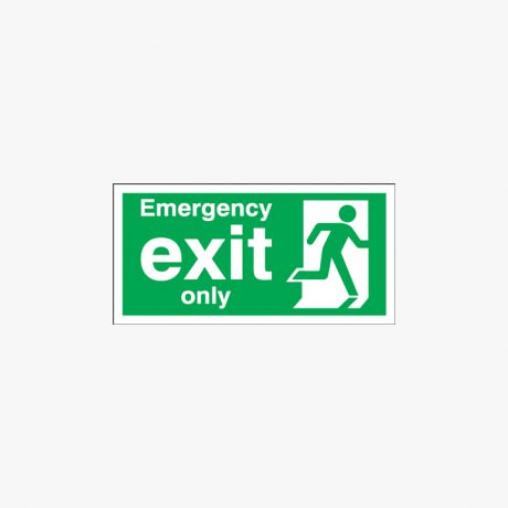 Emergency Exit Only Self Adhesive Plastic Signs 450 mm x 150 mm