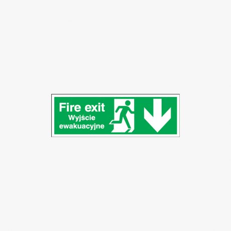 150x450mm Fire Exit (Polish) Running Man Self Adhesive Signs
