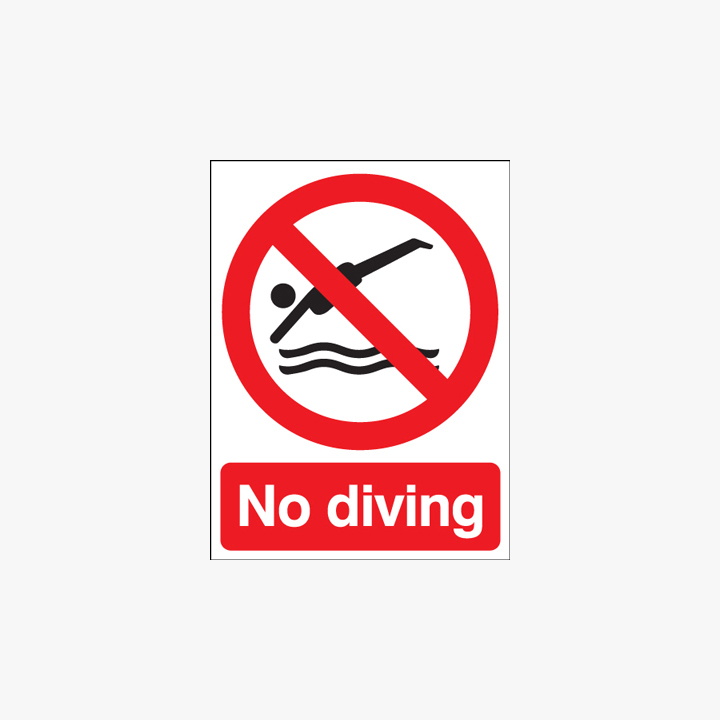 No Diving Self Adhesive Signs 200 x 250 mm