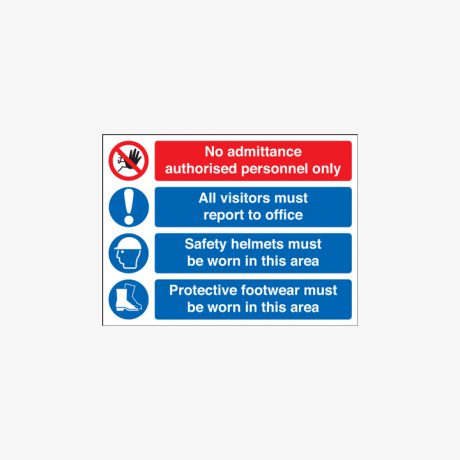 800x600mm No Admittance Authorised Self Adhesive Plastic Signs