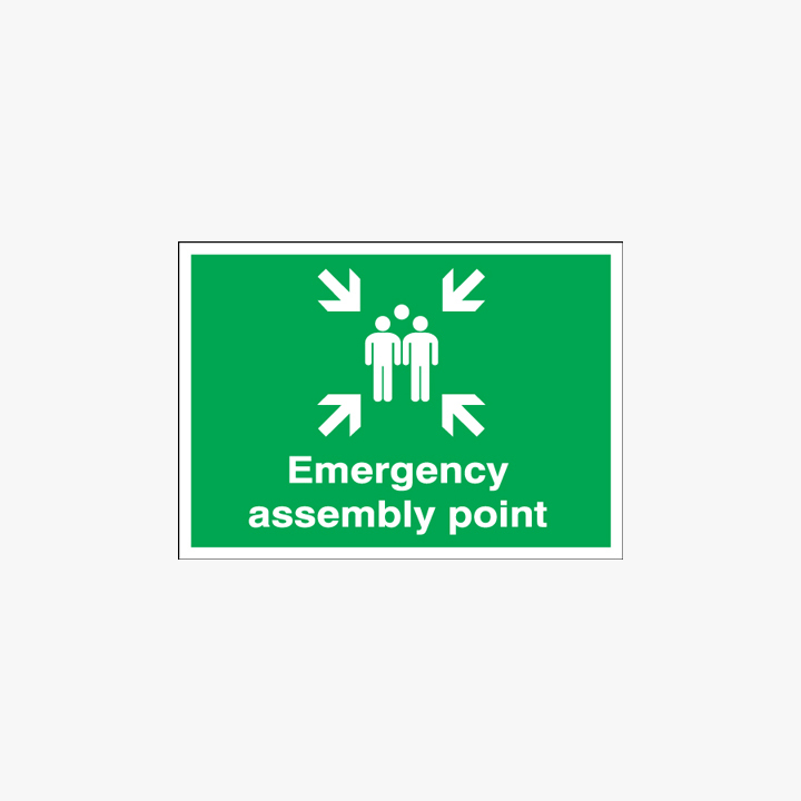 250x350mm Emergency Assembly Point Self Adhesive Plastic Signs