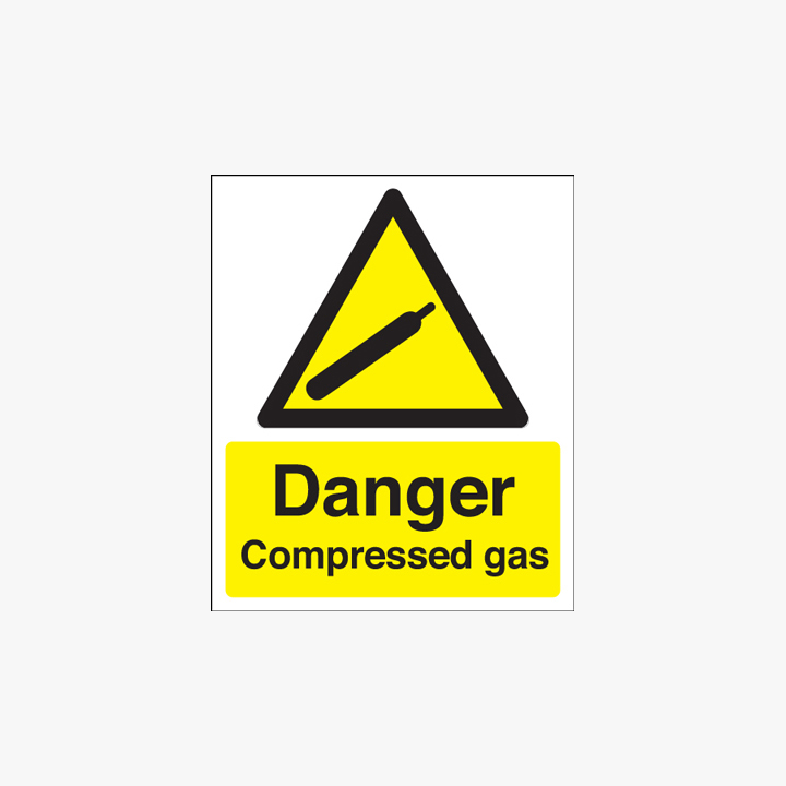 400x300mm Danger Compressed Gas Plastic Signs