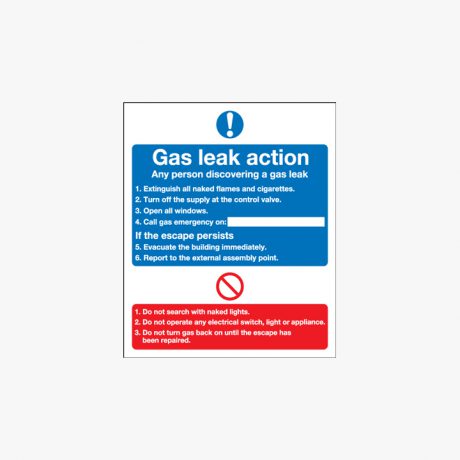 300x250mm Self Adhesive Plastic Gas Leak Action Do Not Signs