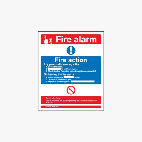 300x250mm Xtra-Glo Fire Action Self Adhesive Signs