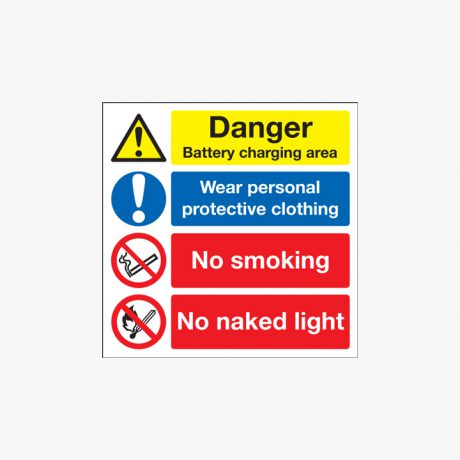 300x300mm Danger Battery Charging Area-Ob Plastic Signs