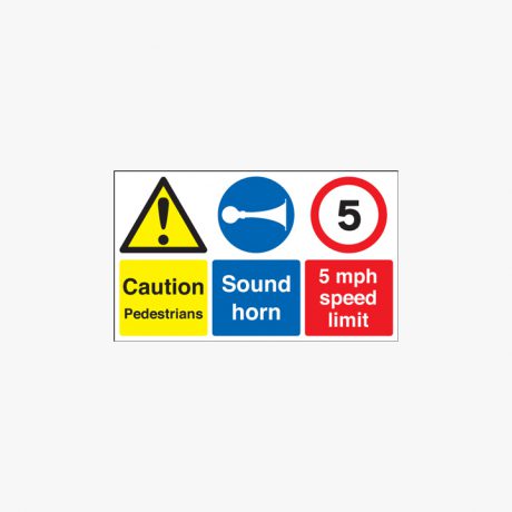 300x500mm Caution Pedestrians Sound Horn Self Adhesive Plastic Signs