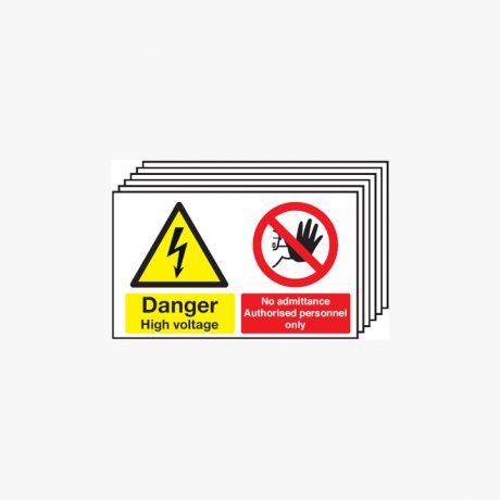 300x500mm Danger High Voltage No Multipack 6 Self Adhesive Plastic Signs