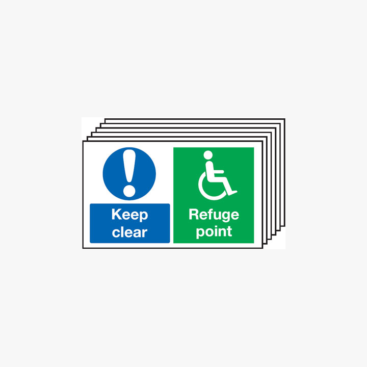 300x500mm Keep Clear Refuge Point Multipack 6 Plastic Signs