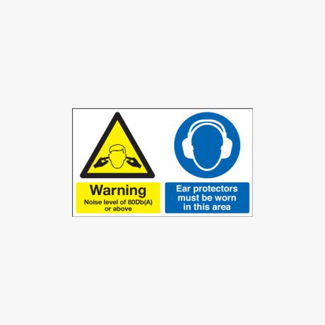 300x500mm Warning Noise Level Of 80Db(A) Self Adhesive Plastic Signs