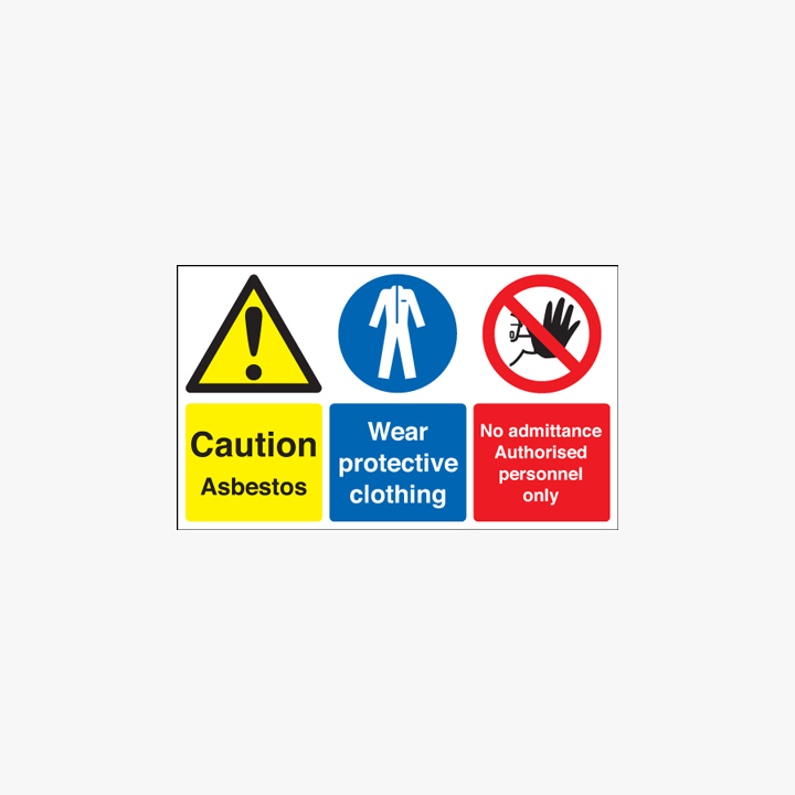 300x500mm Caution Asbestos Wear Protective Self Adhesive Plastic Signs