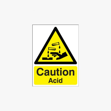 400x300mm Caution Acid Self Adhesive Plastic Signs