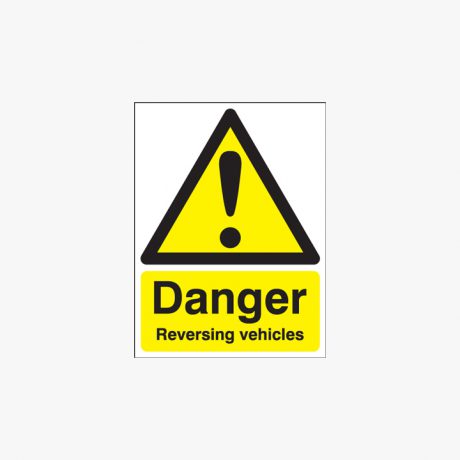 400x300mm Danger Reversing Vehicles Self Adhesive Plastic Signs