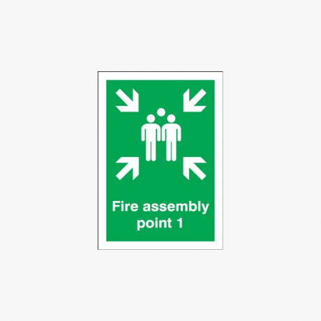 600x450mm Fire Assembly Point 1 Self Adhesive Plastic Signs