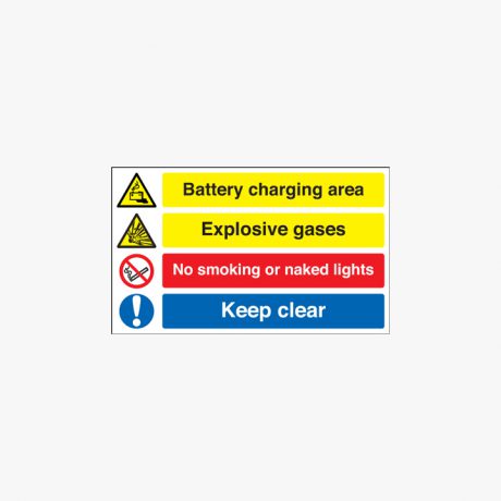 450x600mm Battery Charging Area Explosive Plastic Signs