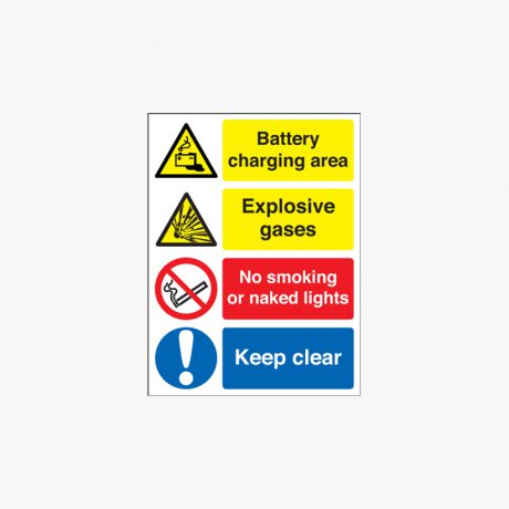 400x300mm Battery Charging Area Explosive Plastic Signs