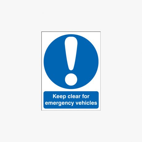 600x450mm Keep Clear For Emergency Vehicle Plastic Signs