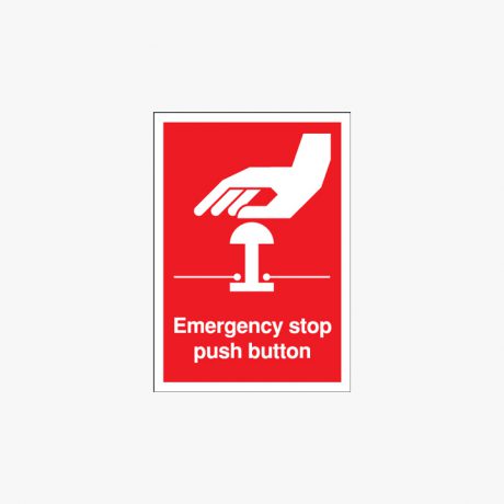 A1 Emergency Stop Push Button Self Adhesive Plastic Signs