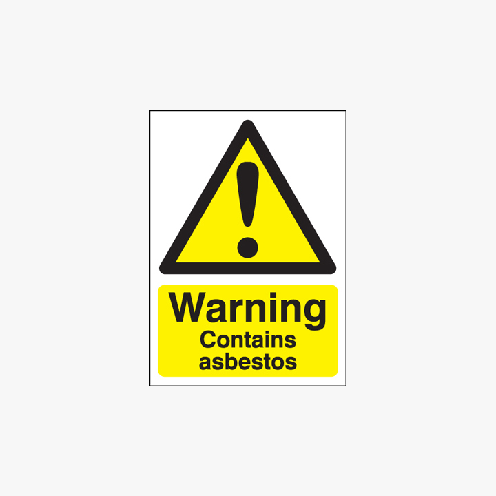 70x50mm Warning Contains Asbestos Self Adhesive Plastic Signs