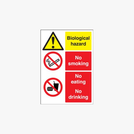 A2 Biological Hazard No Smoking Eating Self Adhesive Plastic Signs