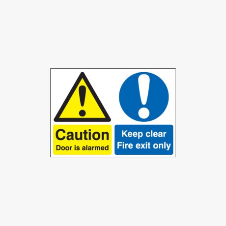 A3 Caution Door Is Alarmed Keep Clear Self Adhesive Plastic Signs