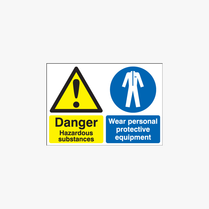 A3 Danger Hazardous Substances Wear Self Adhesive Signs Safety Sign UK