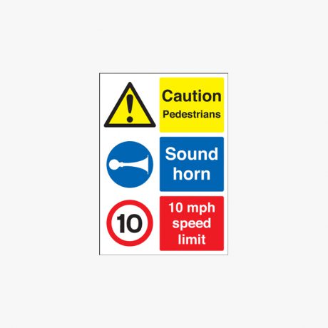 A3 Caution Pedestrians Sound Horn Plastic Signs