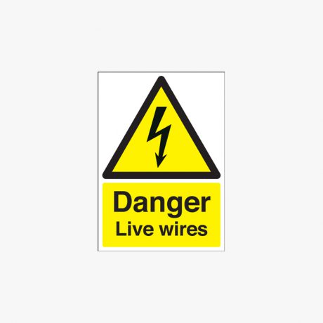 A1 Danger Live Wires Self Adhesive Plastic Signs