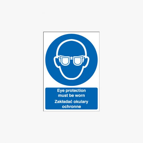 A3 Eye Protection Must Be Worn (Polish) Self Adhesive Plastic Signs