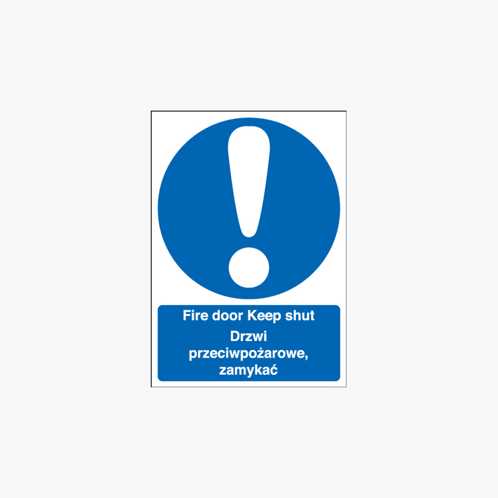 A3 Fire Door Keep Shut (Polish) Self Adhesive Plastic Signs