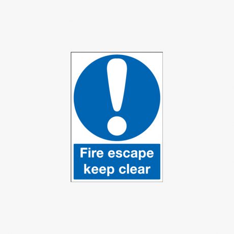 A1 Fire Escape Keep Clear Self Adhesive Plastic Signs