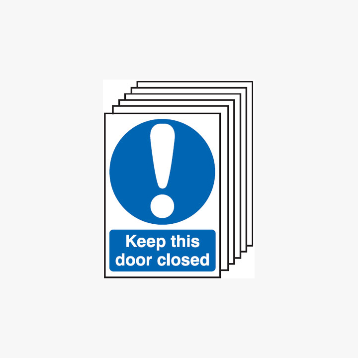 A4 Keep This Door Closed Multipack 6 Self Adhesive Plastic Signs