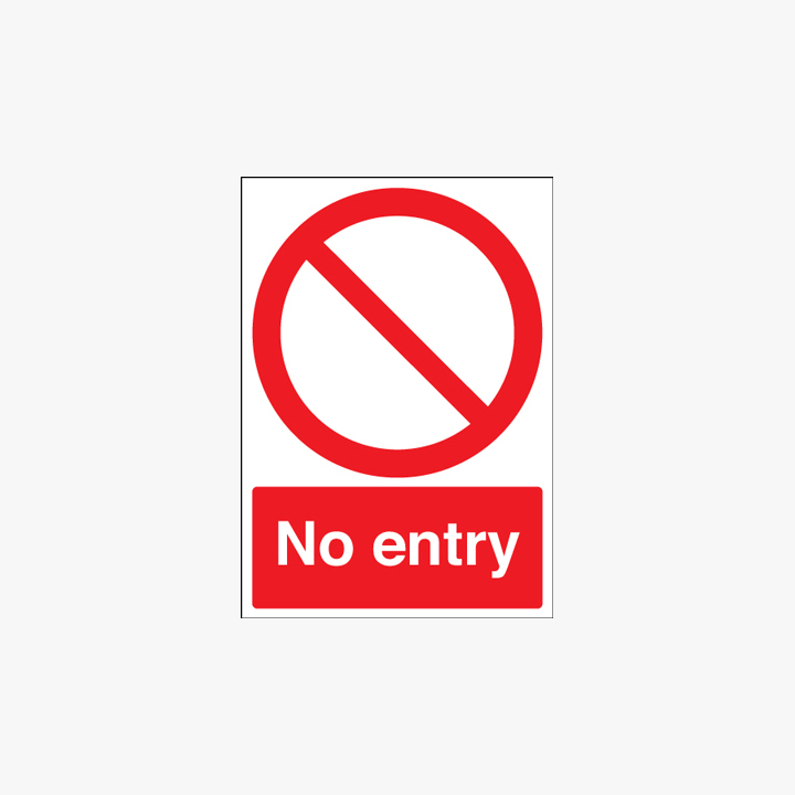A1 No Entry (Circular & Diagonal Symbol) Self Adhesive Plastic Signs