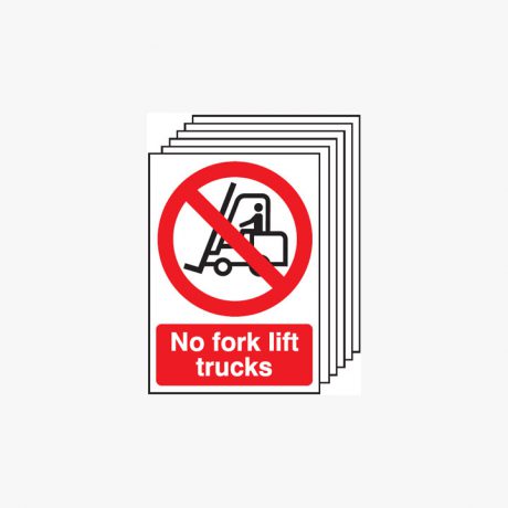 A4 No Fork Lift Trucks Multipack 6 Self Adhesive Plastic Signs