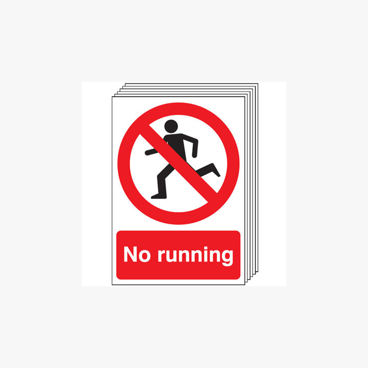 A4 No Running Multipack 6 Self Adhesive Plastic Signs