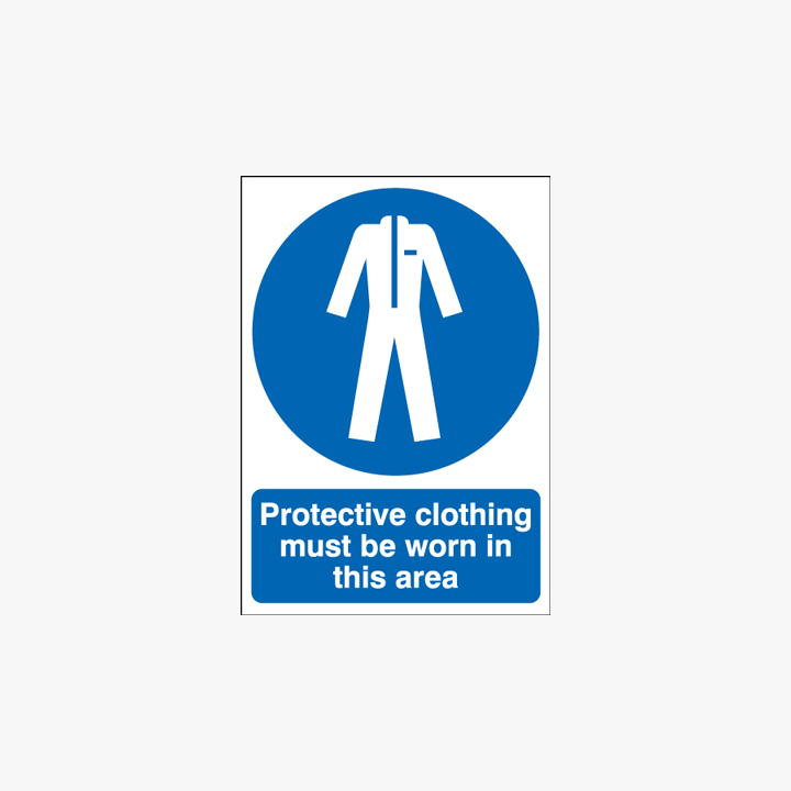 Protective Clothing Must Be Worn Self Adhesive 125x150mm Signs Safety