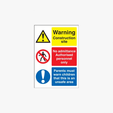600x450mm Warning Construction Site No Plastic Signs
