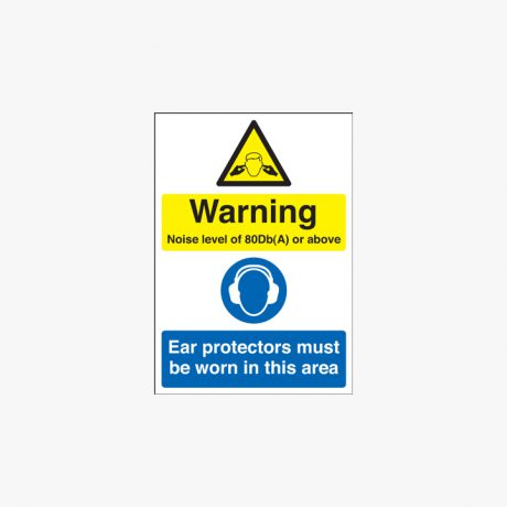 Warning Noise Level Of 80Db(A) Plastic Signs 125 mm x 150 mm