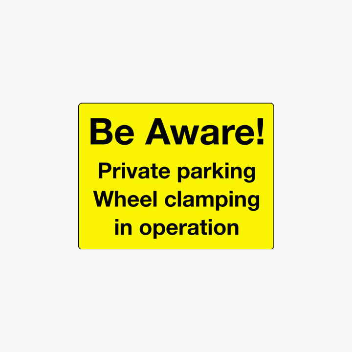 Aluminium 450x600mm Be Aware Private Parking Post Fitting Signs