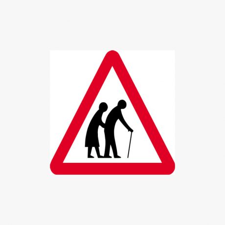 Aluminium 600X680mm Elderly People Crossing Post Fitting Signs