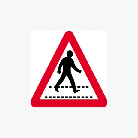 Aluminium 600X680mm Triangular Pedestrian Crossing Post Fitting Signs