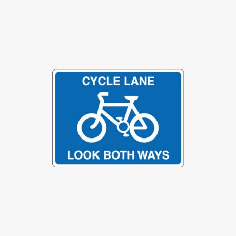 Aluminium 600x800mm Cycle Lane Look Both Ways Wall Fitting Signs