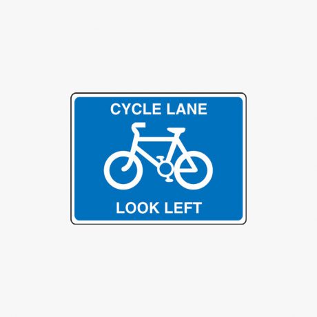Aluminium 600x800mm Cycle Lane Look Left Wall Fitting Signs