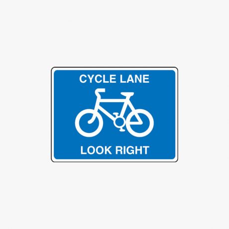 Aluminium 600x800mm Cycle Lane Look Right Wall Fitting Signs