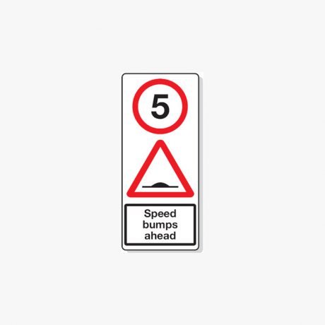 Aluminium 900x450mm 5Mph Speed Bumps Ahead Post Fitting Signs