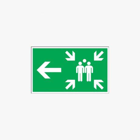 Arrow Left Large Assembly Point Signs Self Adhesive Plastic 300x500mm