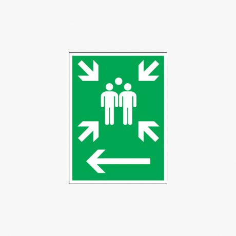 Arrow Left Large Assembly Point Signs Self Adhesive Plastic 300x400mm