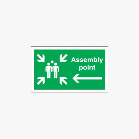 Assembly Point (Arrow Left) Self Adhesive Signs 500x300mm