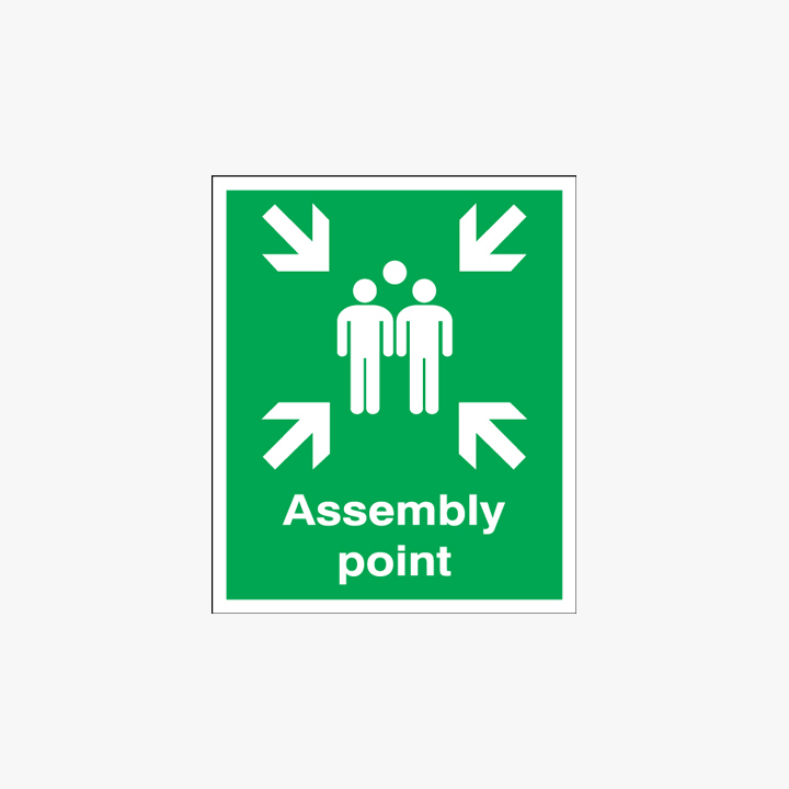 Assembly Point Signs Self Adhesive 250x300mm Safety Sign UK