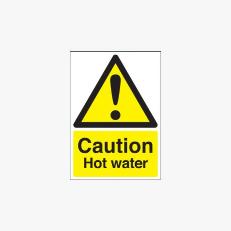Caution Hot Water Self Adhesive Plastic A1 Signs